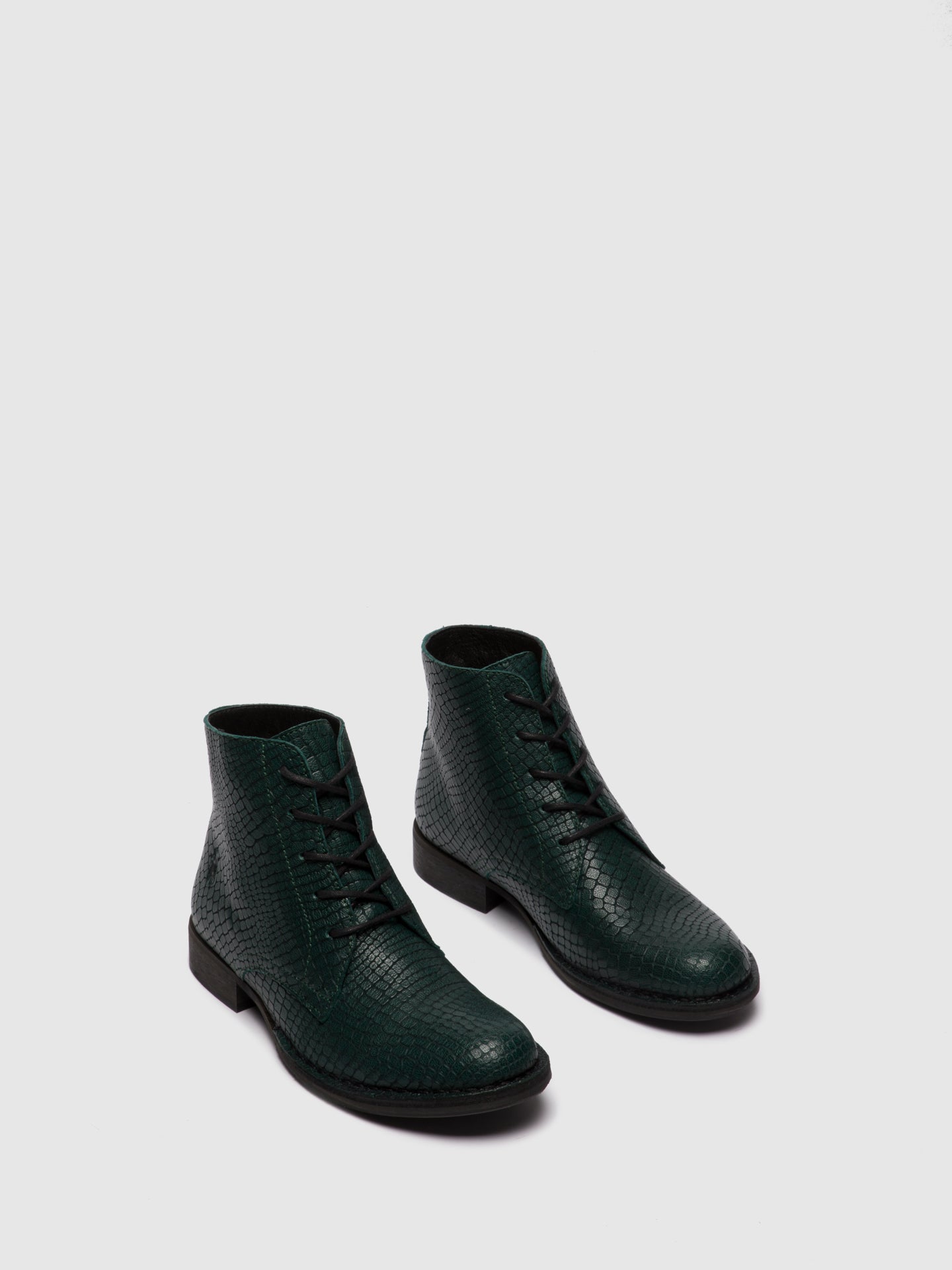 Fly London Lace-up Ankle Boots ROOT045FLY CROCO GREEN FOREST